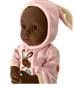 iTouch-Afro-Stoffpuppe-„Paré“-im-Schlafanzug-„Brown-Rabbit“2