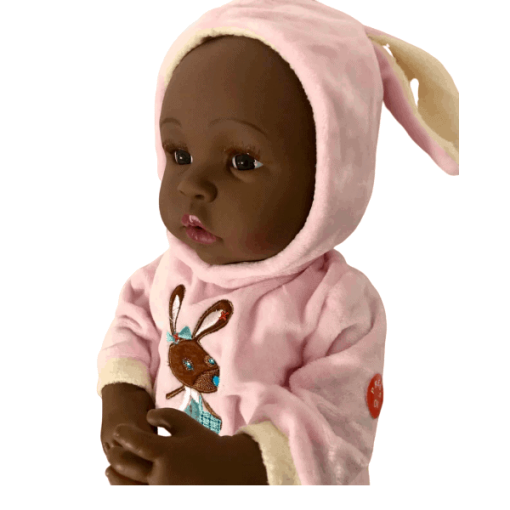 iTouch-Afro-Stoffpuppe-„Paré“-im-Schlafanzug-„Brown-Rabbit“2