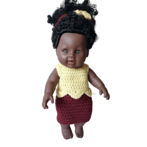 Afro baby doll in a knitted tube dress