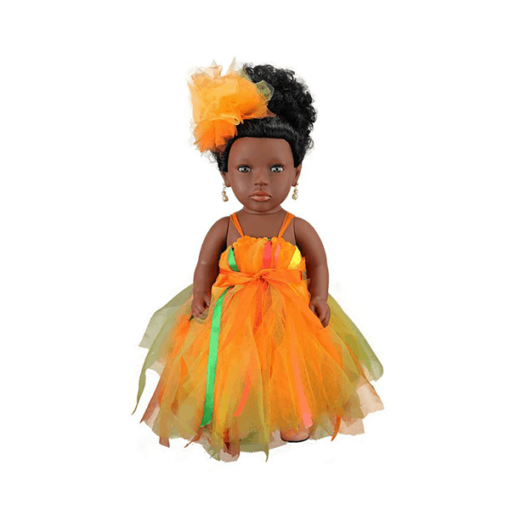 Poupée afro Jengue en princesse orange